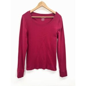 Retro Y2K Faded Glory Womens XL Top Ribbed Knit Scoop Neck Preppy Layering Tee